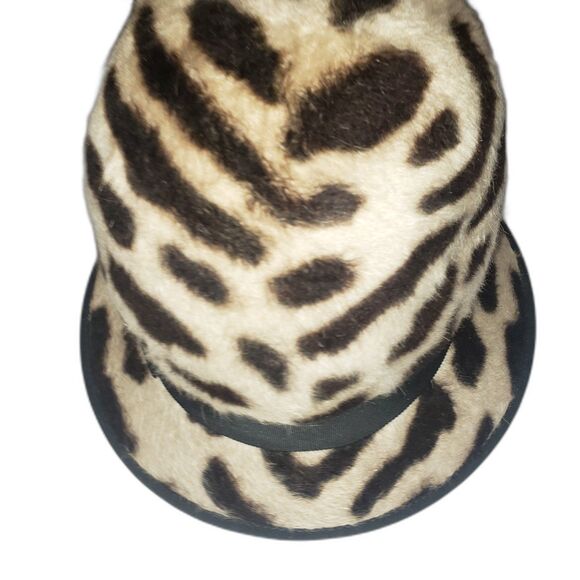 Makins New York Cloche Hat Womens Medium Leopard Print Faux Fur Ribbon Chic main image 10
